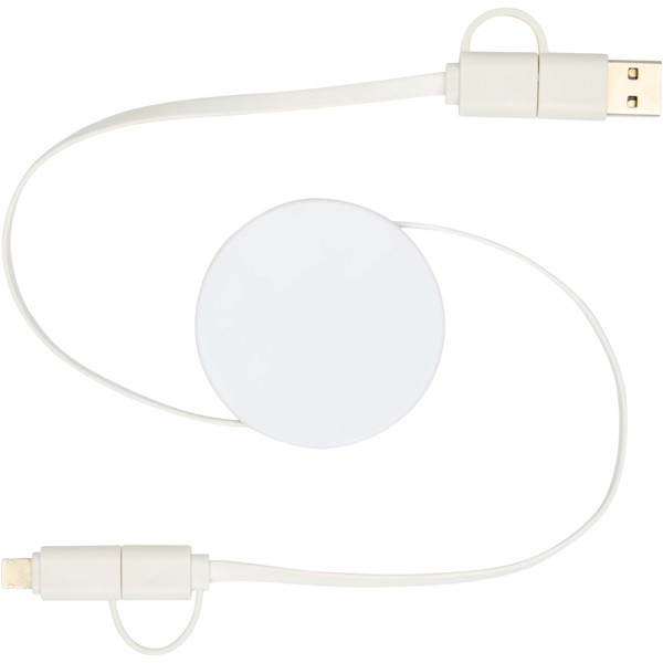 Citala 5-in-1 recycled plastic 90 cm retractable data sync and 40W fast charge cable - White