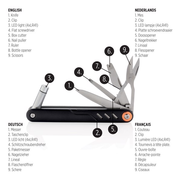 Multifunkční nůž Excalibur se světlem