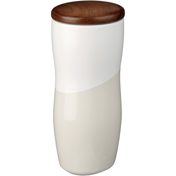 Vaso de cerámica de 370 ml de doble pared "Reno" - Blanco