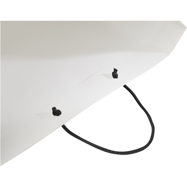 Handmade 170 g/m2 integra paper bag with plastic cord handles - 45 x 10 x 35 cm - White / Black
