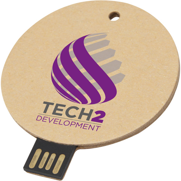 Round recycled paper USB 2.0 - Kraft Brown / 1GB