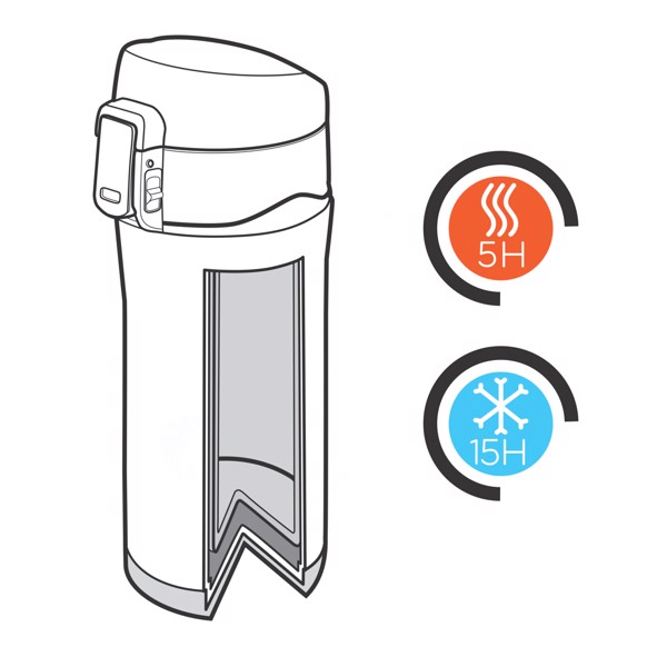Easy lock vacuum mug - White / Black