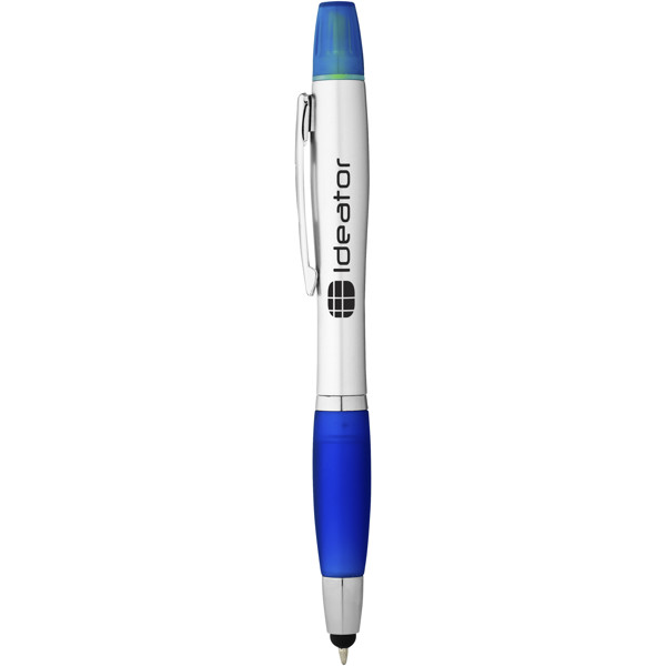 Nash stylus ballpoint pen and highlighter (black ink) - Silver / Royal Blue
