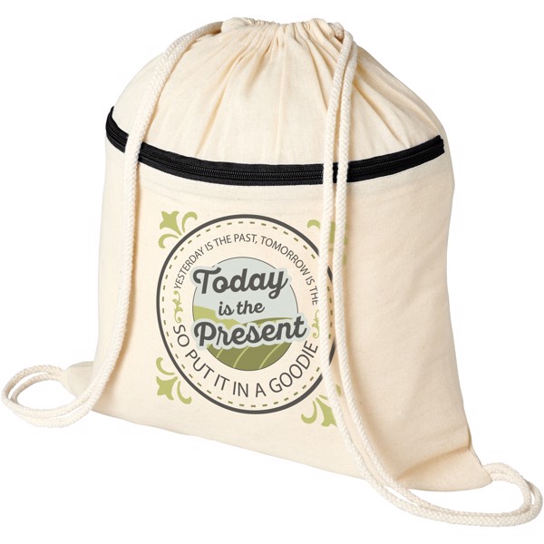 Oregon zippered drawstring backpack - Natural / Solid black