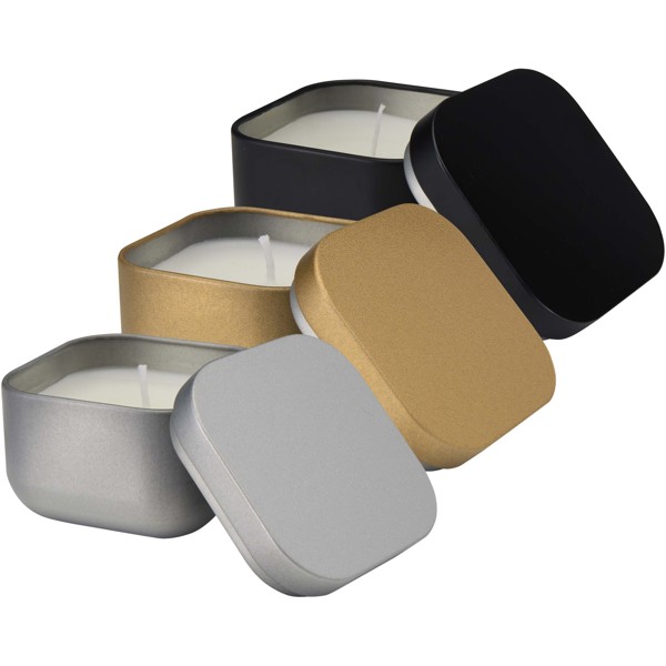 Tindra square tin candle with vanilla aroma - Solid Black