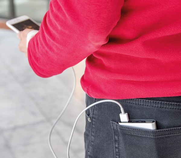 Aluminium 5.000 mAh pocket powerbank - Silver / Black