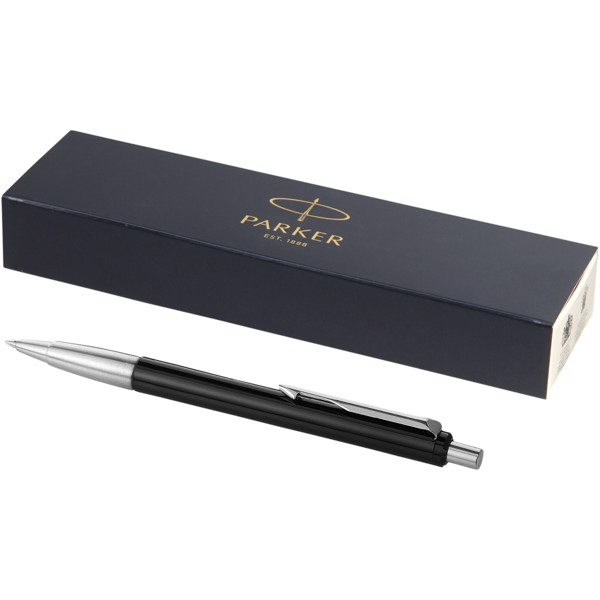 Parker Vector ballpoint pen (blue ink) - Solid Black / Silver