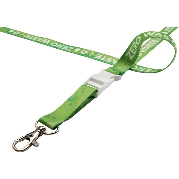 Balta recycled PET lanyard with safety breakaway and buckle - White / White / 15mm