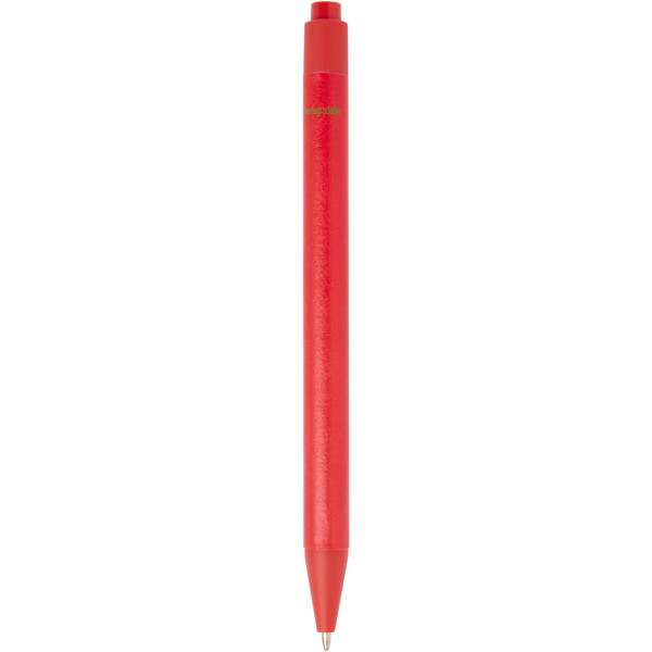 Chartik monochromatic recycled paper ballpoint pen with matte finish (black ink) - Red