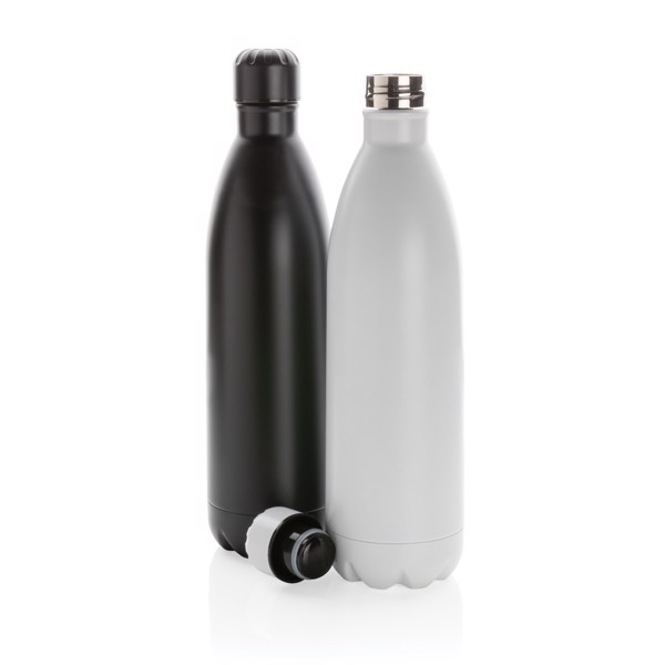 Solid colour vacuum stainless steel bottle 1L - White