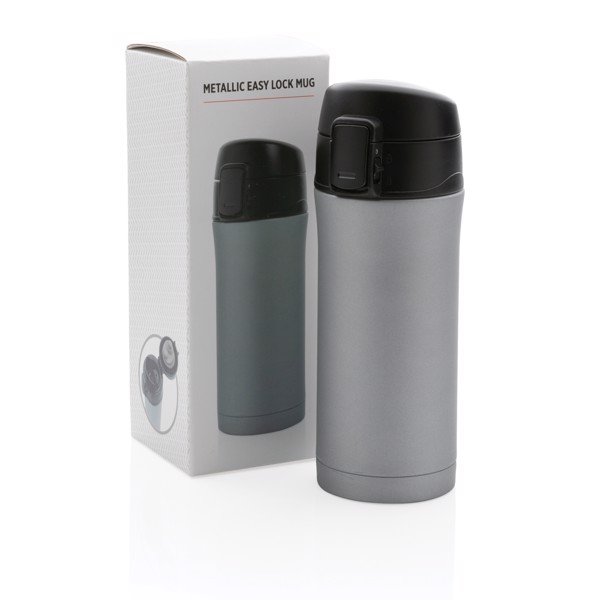 Metallic easy lock vacuum mug - Grey