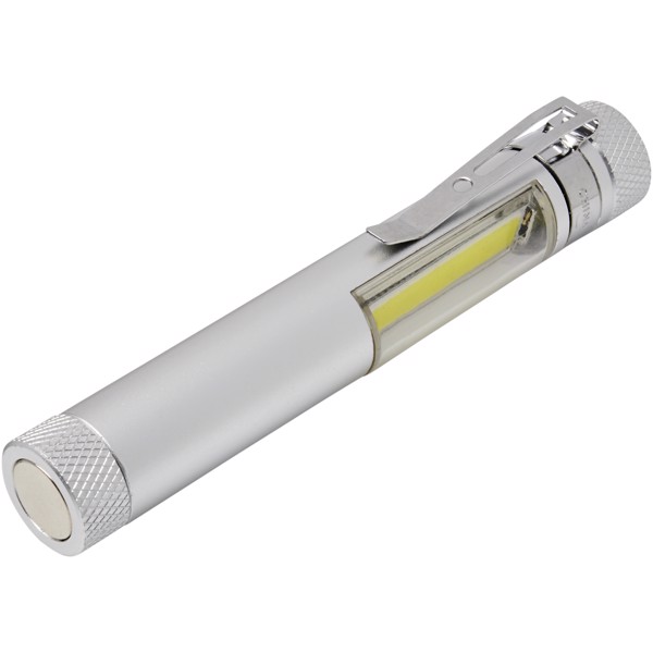 Stix pocket COB light with clip and magnet base - Silver