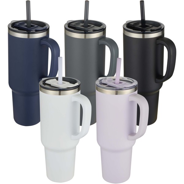 Sydney 1200 ml double wall RCS certified copper vacuum insulated tumbler with straw - White