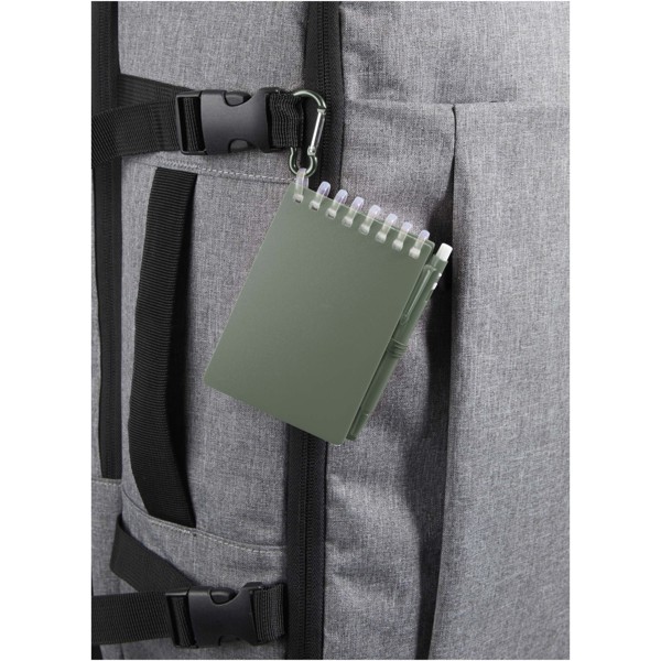 Lig Mini recycled outdoor soft cover notebook and ballpoint pen set (black ink) - Heather Green
