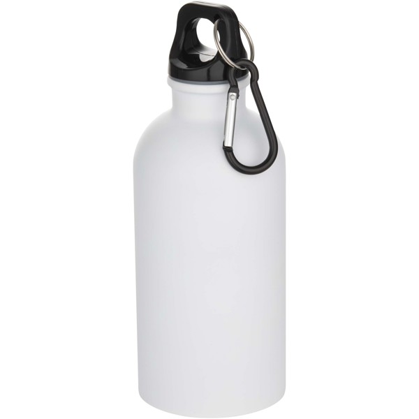 Oregon 400 ml matte RCS recycled single wall stainless steel water bottle with carabiner - White