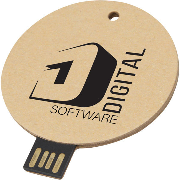 Round recycled paper USB 2.0 - Kraft Brown / 1GB