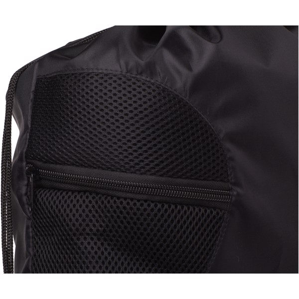 Kick zippered pockets drawstring backpack - Solid black