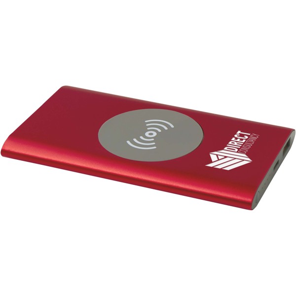 Juice 4000 mAh Type-C recycled aluminium wireless power bank - Red
