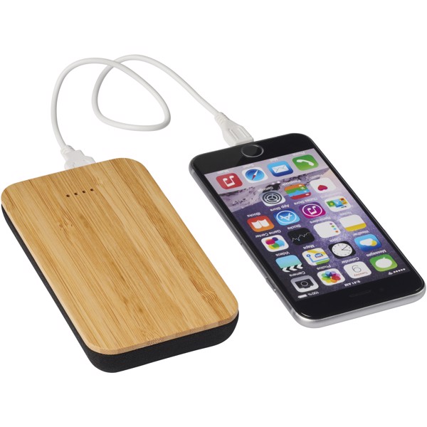 Batería externa inalámbrica de 6000 mAh de bambú/tela "Future"