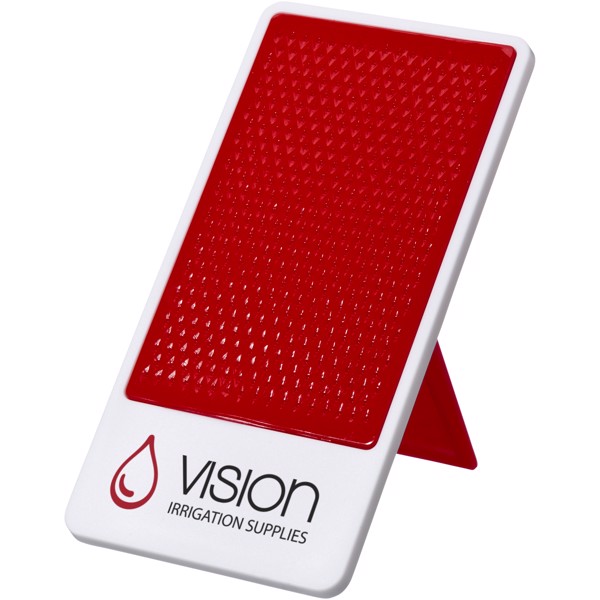 Flip smartphone holder with folding stand - Red / White