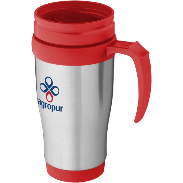 Taza isotérmica de 400 ml "Sanibel" - Plateado / Rojo