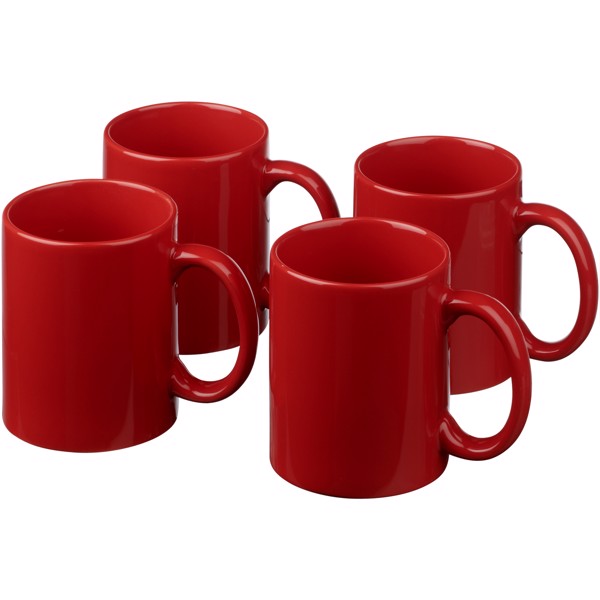 Dárková sada čtyř hrnků Ceramic - Červená s efektem námrazy