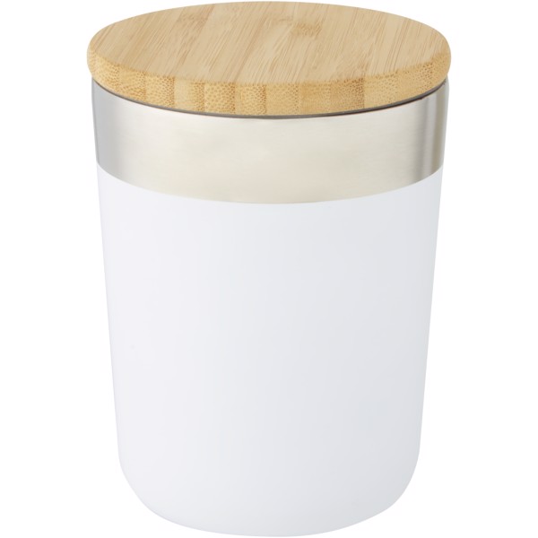 Lagan 330 ml copper vacuum insulated stainless steel tumbler with bamboo lid - White