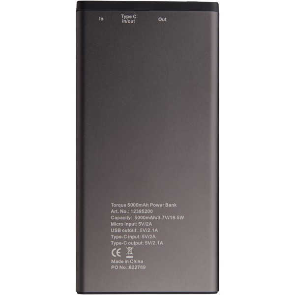 Torque 5000 mAh power bank with type-C