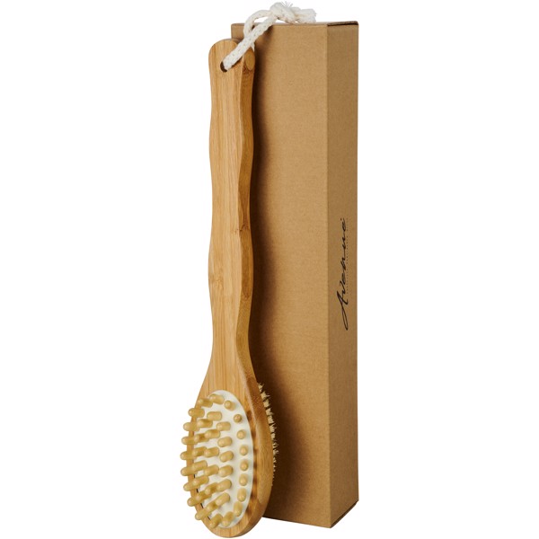 Orion 2-function bamboo shower brush and massager