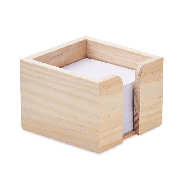 Memo cube dispenser in bamboo Sequoia