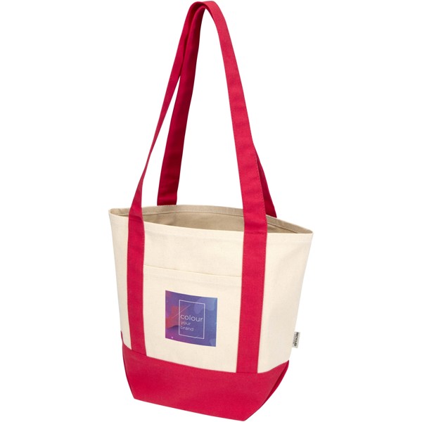 Sam 320 g/m² GRS recycled mini cotton tote bag - Red / Natural