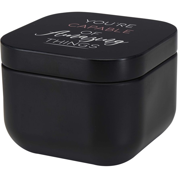 Tindra square tin candle with vanilla aroma - Solid Black