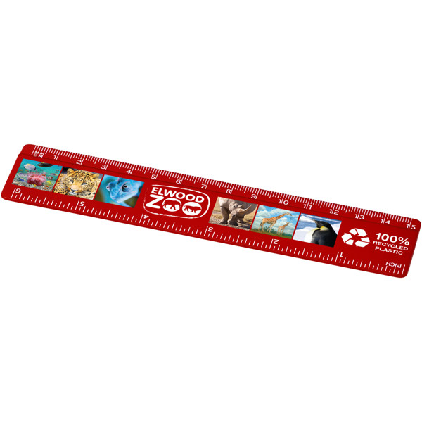 Refari 15 cm recycled plastic ruler - Red