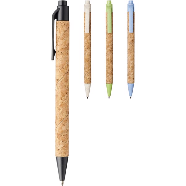 Midar cork and wheat straw ballpoint pen (black ink) - Natural / Cream