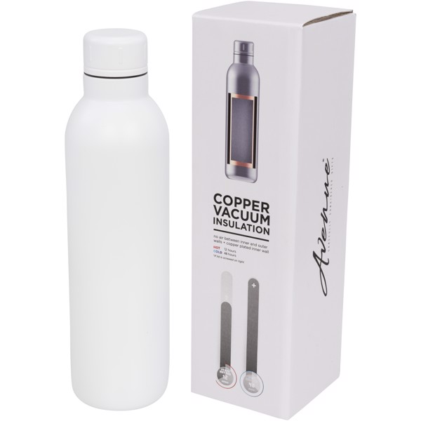 Thor 510 ml copper vacuum insulated water bottle - White