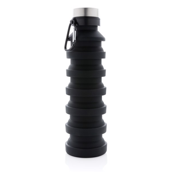 Leakproof collapsible silicone bottle with lid - Black