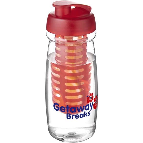 Sportovní láhev s infuzérema vyklápěcím víčkem H2O Pulse® 600 ml - Průhledná / Červená s efektem námrazy
