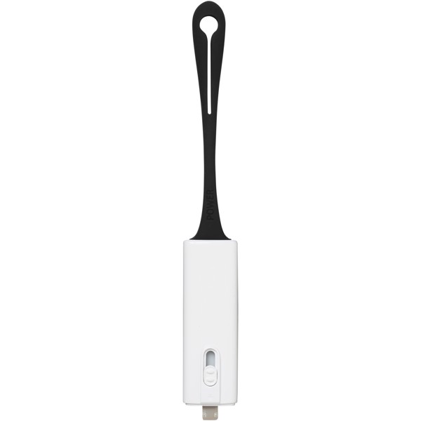 Denzi 700 mAh power bank with device charging tip - White / Solid black