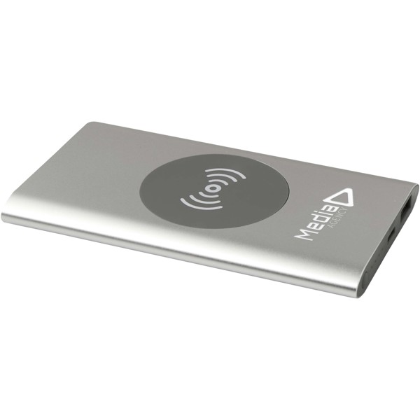 Juice 4000 mAh Type-C recycled aluminium wireless power bank - Silver