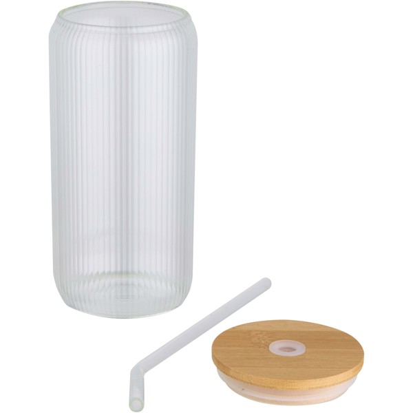 Mirage 500 ml single-walled borosilicate glass jar with bamboo lid