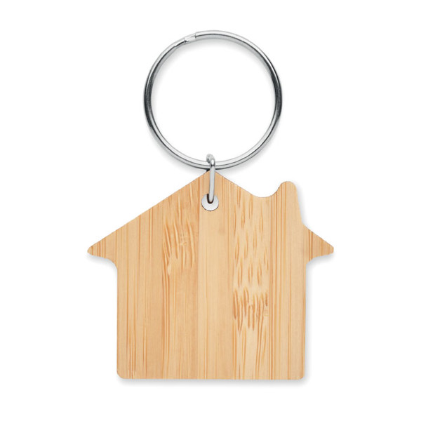 House shaped bamboo key ring Houseboo