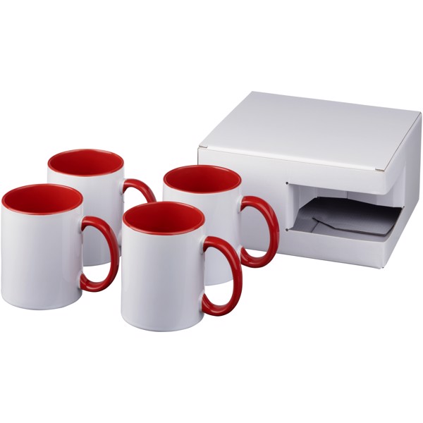 Set de regalo de 4 tazas de sublimación "Ceramic" - Rojo