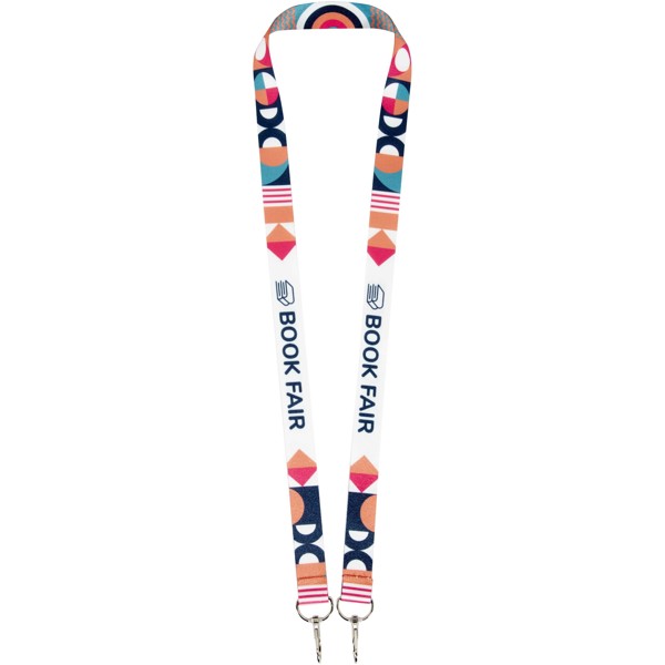 Leia sublimation RPET lanyard with 2 hooks - White / 20mm