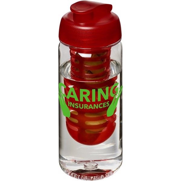 Láhev s infuzérem avyklápěcím víčkem Octave Tritan™ 600 ml - Průhledná / Červená s efektem námrazy