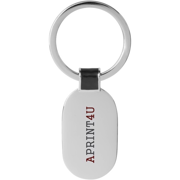 Barto oval keychain - Solid black / Silver