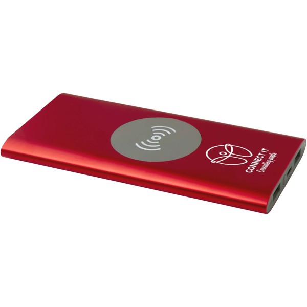 Juice 8000 mAh Type-C recycled aluminium wireless power bank - Red