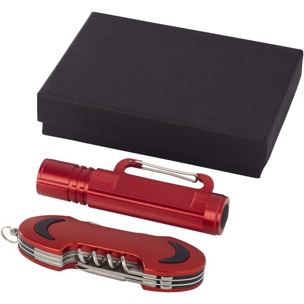 Ranger Taschenmesser und Taschenlampe - Geschenkset - rot
