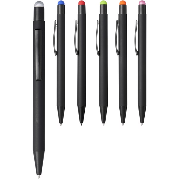Dax rubber stylus ballpoint pen - Solid black / Silver
