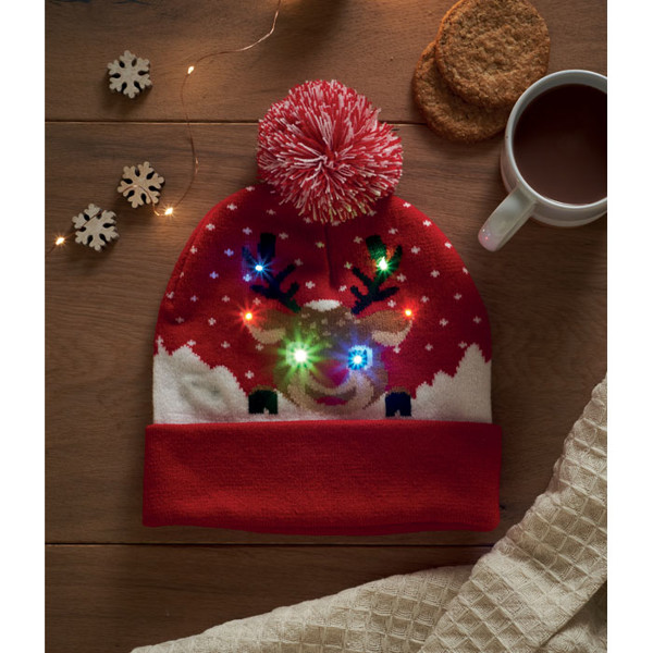 Christmas knitted beanie LED Shimas Light - Red