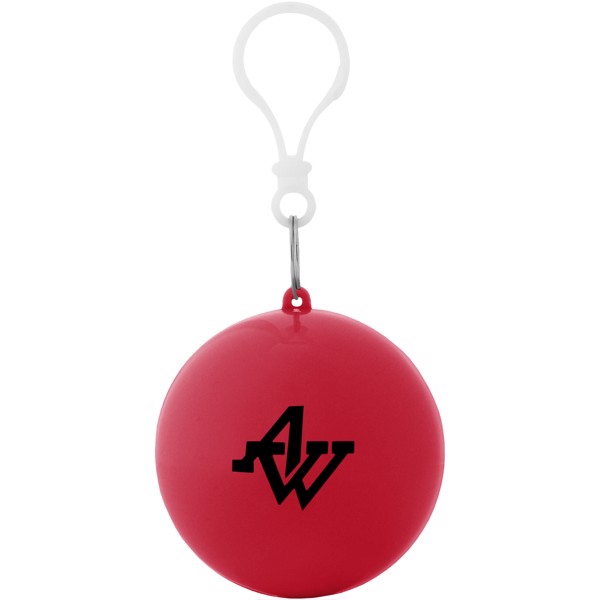 Poncho impermeable plegable en una bola-llavero "Xina" - Rojo
